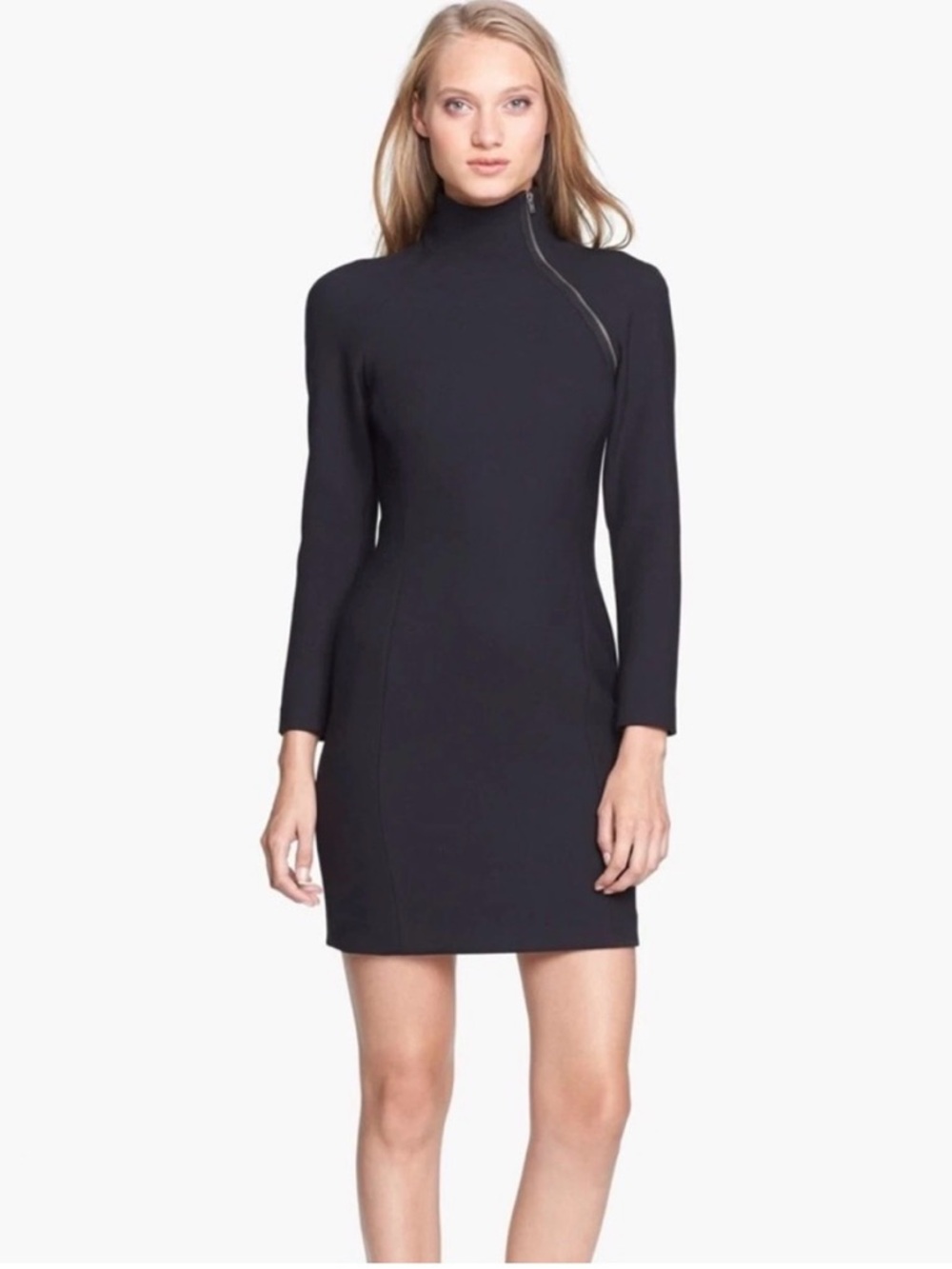 NWT THEORY 'Danella' Wool Blend Sheath Dress Sz 12 Black Mock Neck